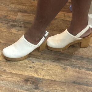 Target White and Tan Mules Comfortable Professional Footwear